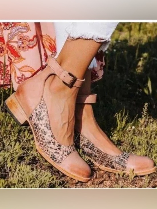 Freebird by Steven Shoes - 🔥Freebird Marilyn Ankle Strap in Blush Snakeskin - low heel